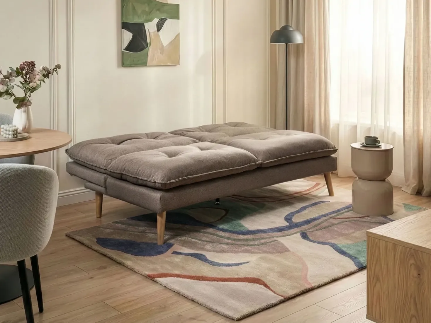 Divano letto 3 posti YILA Tessuto Marrone