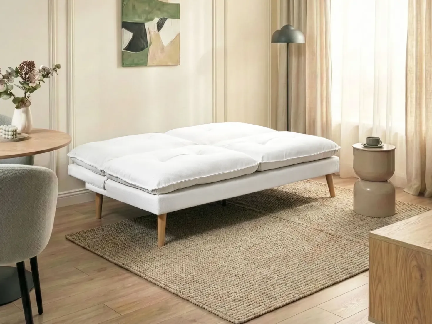 Divano letto 3 posti YILA Tessuto Bianco