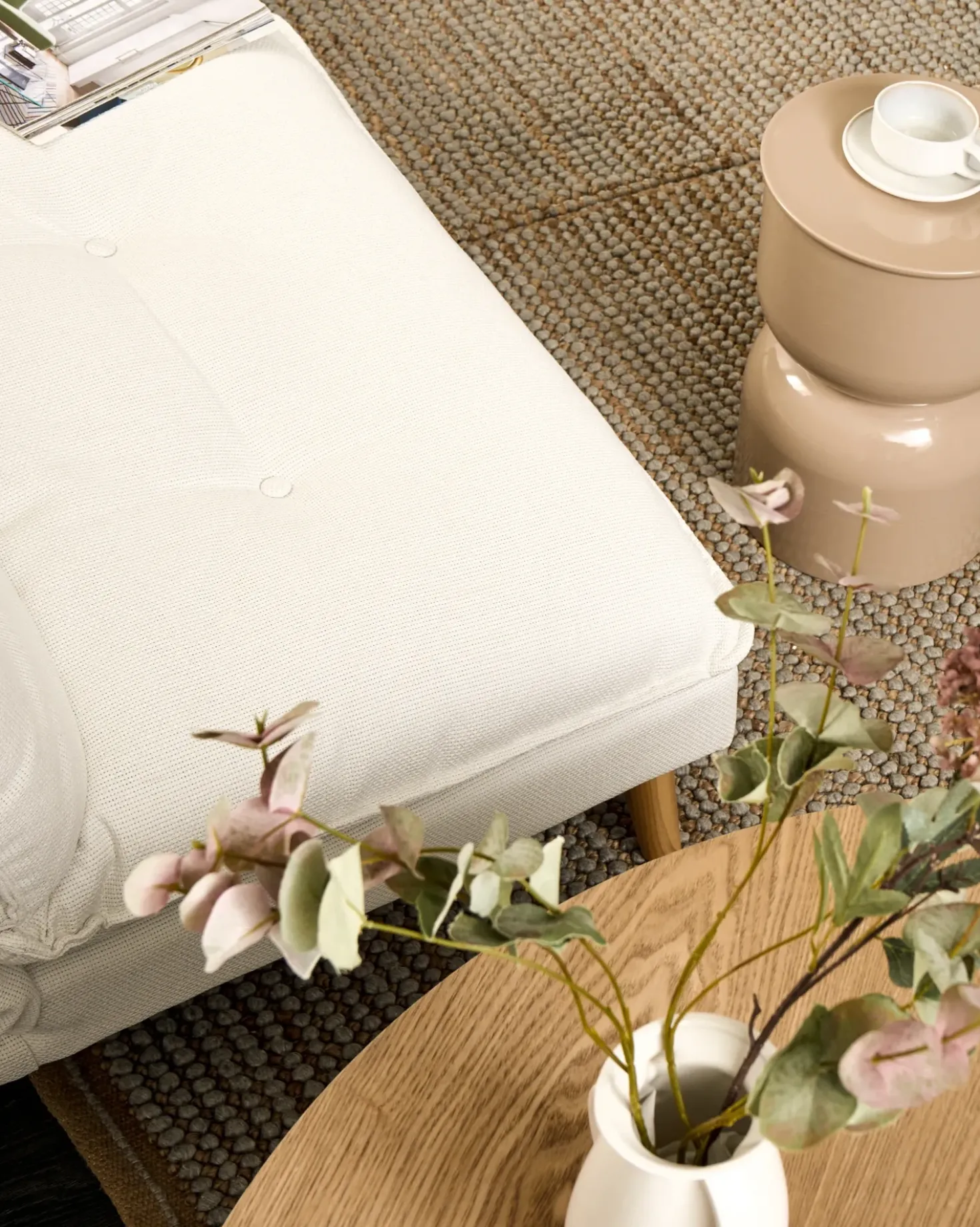 Divano letto 3 posti YILA Tessuto Bianco
