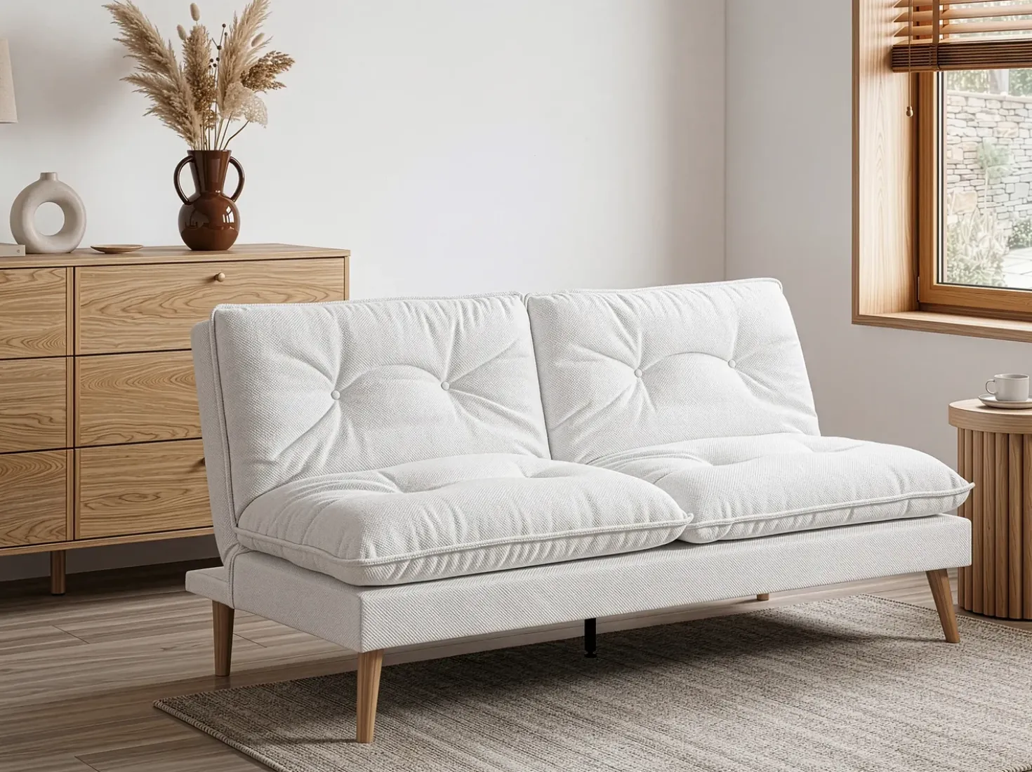 Divano letto 3 posti YILA Tessuto Bianco