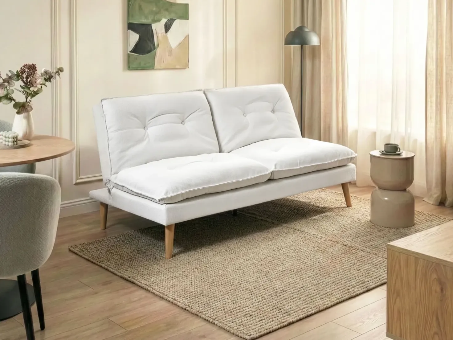 Divano letto 3 posti YILA Tessuto Bianco
