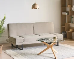 Divano letto 2 posti YORK Ciniglia Beige chiaro