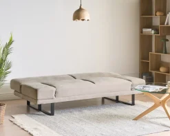Divano letto 2 posti YORK Ciniglia Beige chiaro