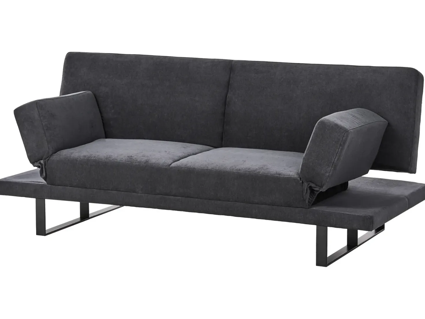 Divano letto 2 posti YORK Ciniglia Nero