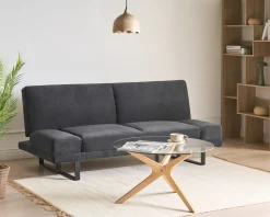 Divano letto 2 posti YORK Ciniglia Nero