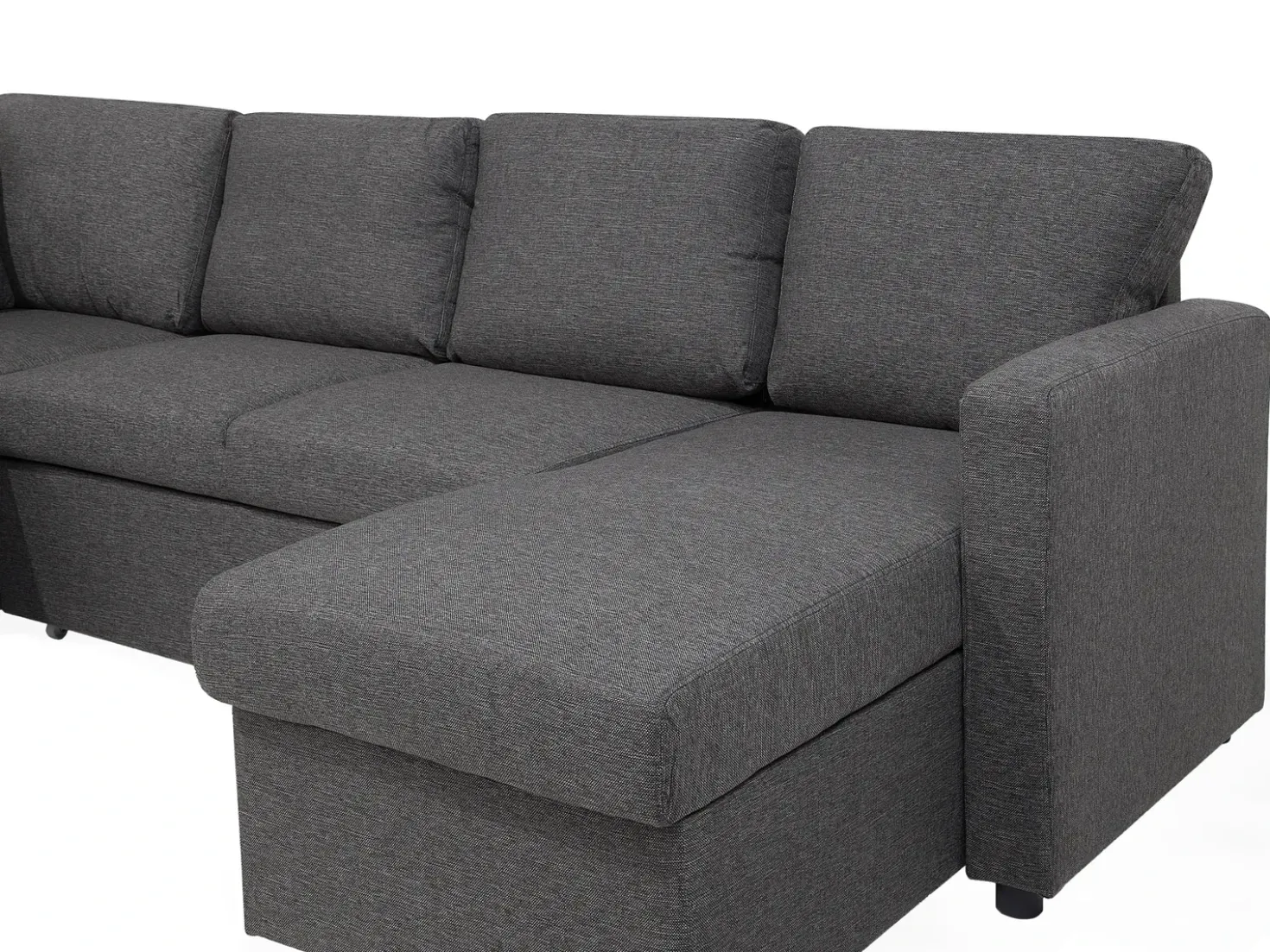 Divano letto a U 5 posti KARRABO Tessuto Grigio scuro con contenitore