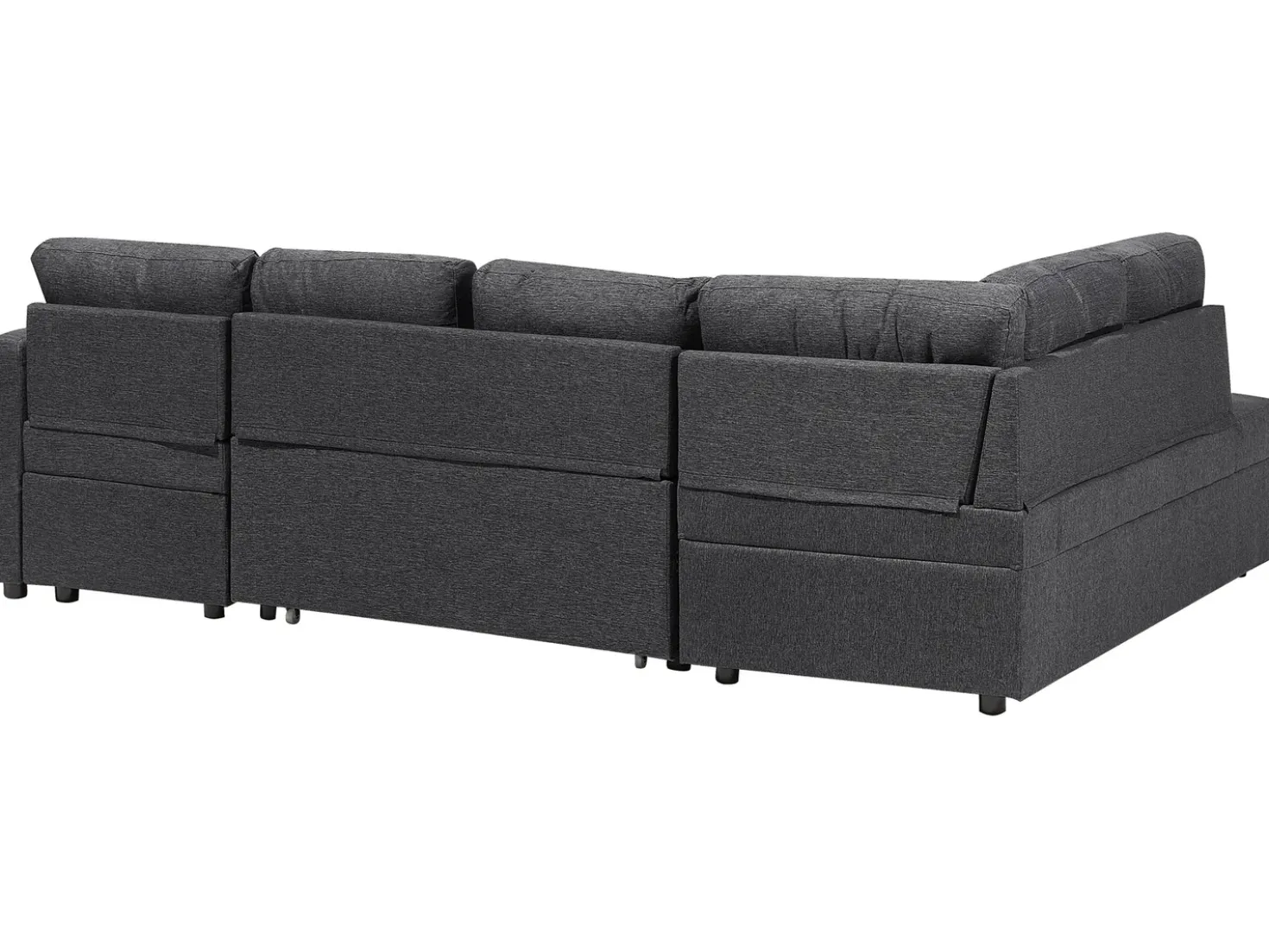 Divano letto a U 5 posti KARRABO Tessuto Grigio scuro con contenitore