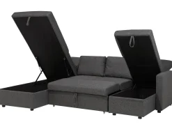 Divano letto a U 5 posti KARRABO Tessuto Grigio scuro con contenitore