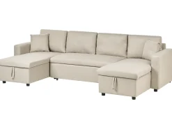 Divano letto a U 5 posti SOMMEN Tessuto Beige chiaro con contenitore
