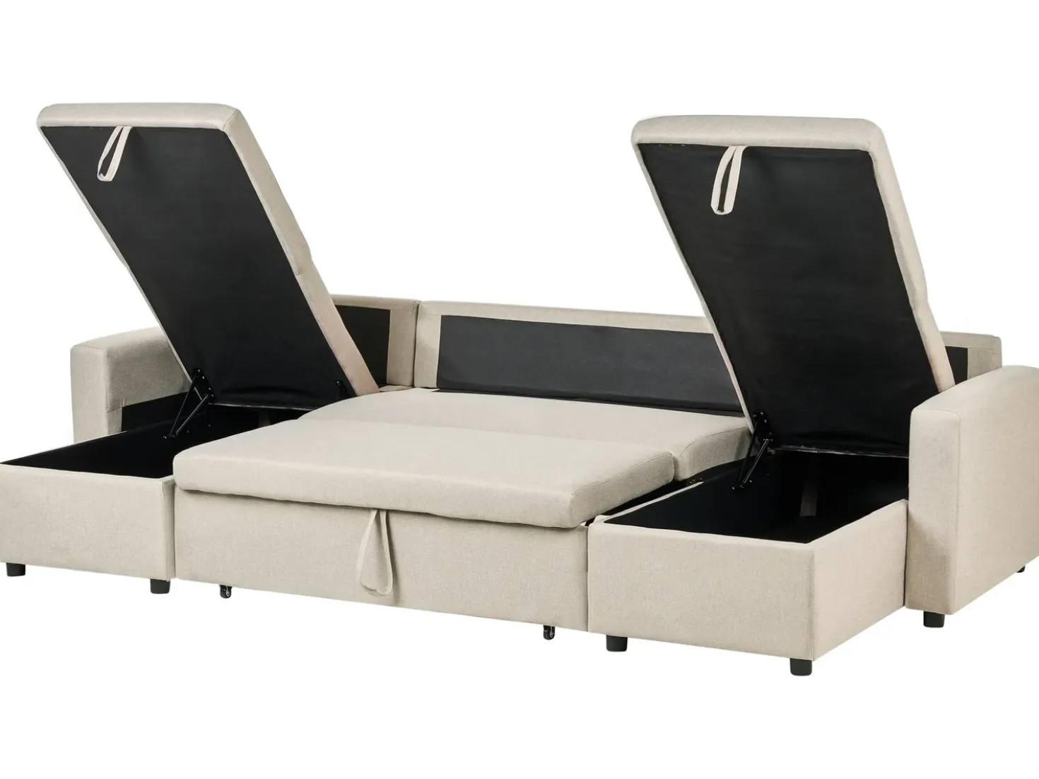 Divano letto a U 5 posti SOMMEN Tessuto Beige chiaro con contenitore