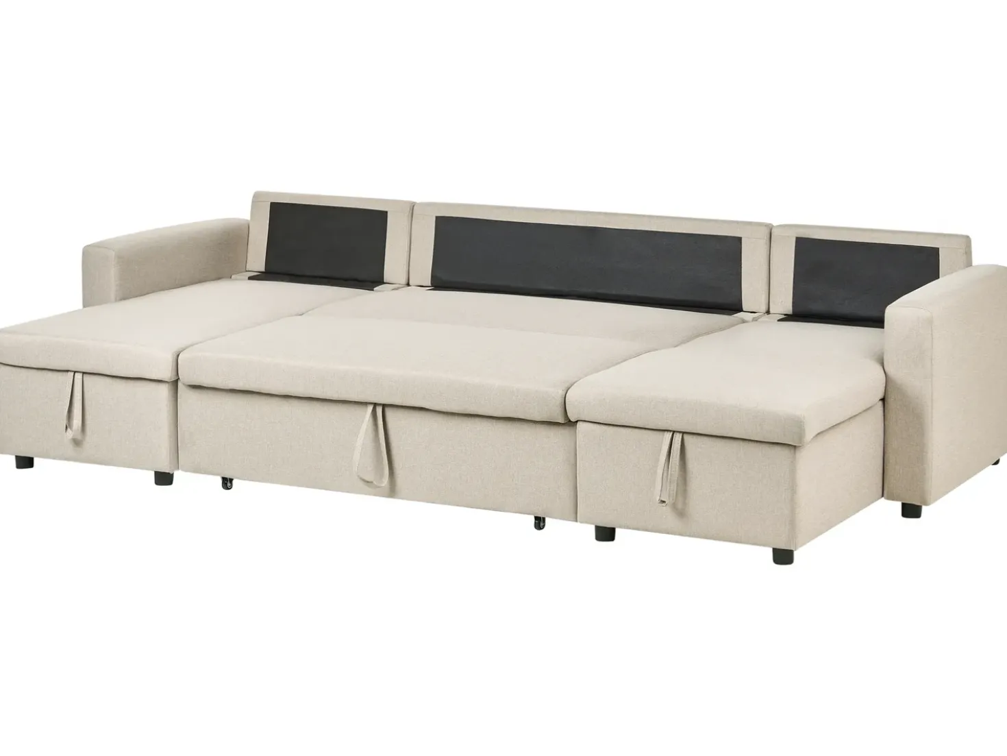 Divano letto a U 5 posti SOMMEN Tessuto Beige chiaro con contenitore