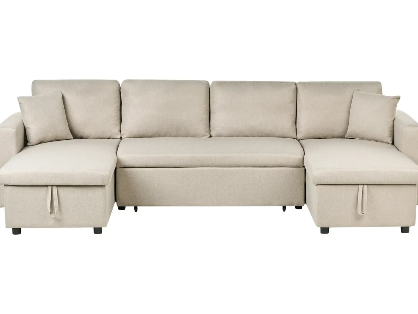 Divano letto a U 5 posti SOMMEN Tessuto Beige chiaro con contenitore