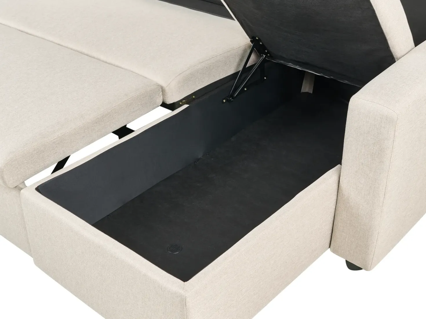 Divano letto a U 5 posti SOMMEN Tessuto Beige chiaro con contenitore