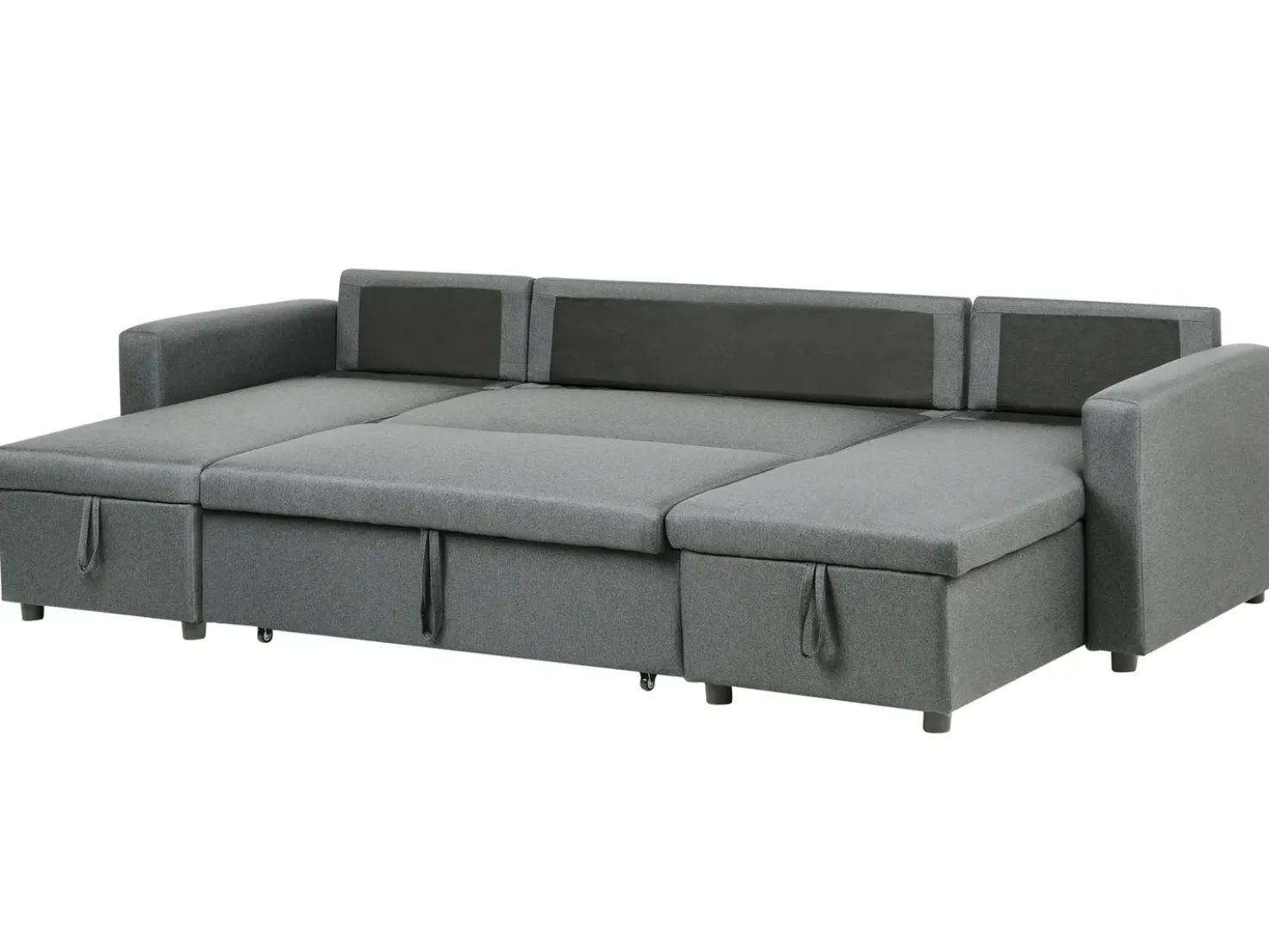 Divano letto a U 5 posti SOMMEN Tessuto Grigio scuro con contenitore