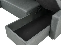 Divano letto a U 5 posti SOMMEN Tessuto Grigio scuro con contenitore