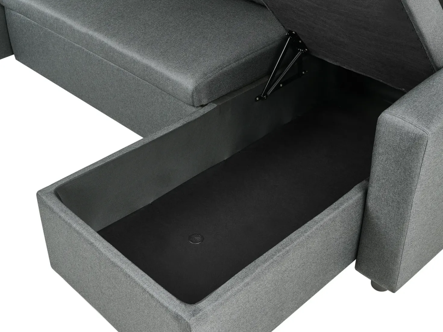 Divano letto a U 5 posti SOMMEN Tessuto Grigio scuro con contenitore