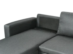 Divano letto a U 5 posti SOMMEN Tessuto Grigio scuro con contenitore