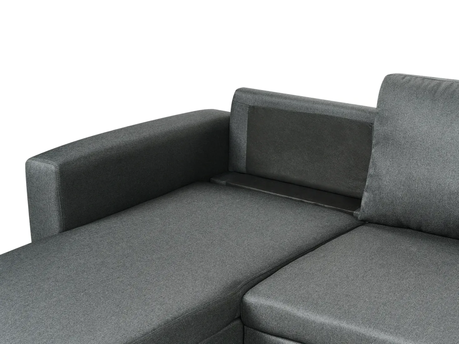 Divano letto a U 5 posti SOMMEN Tessuto Grigio scuro con contenitore