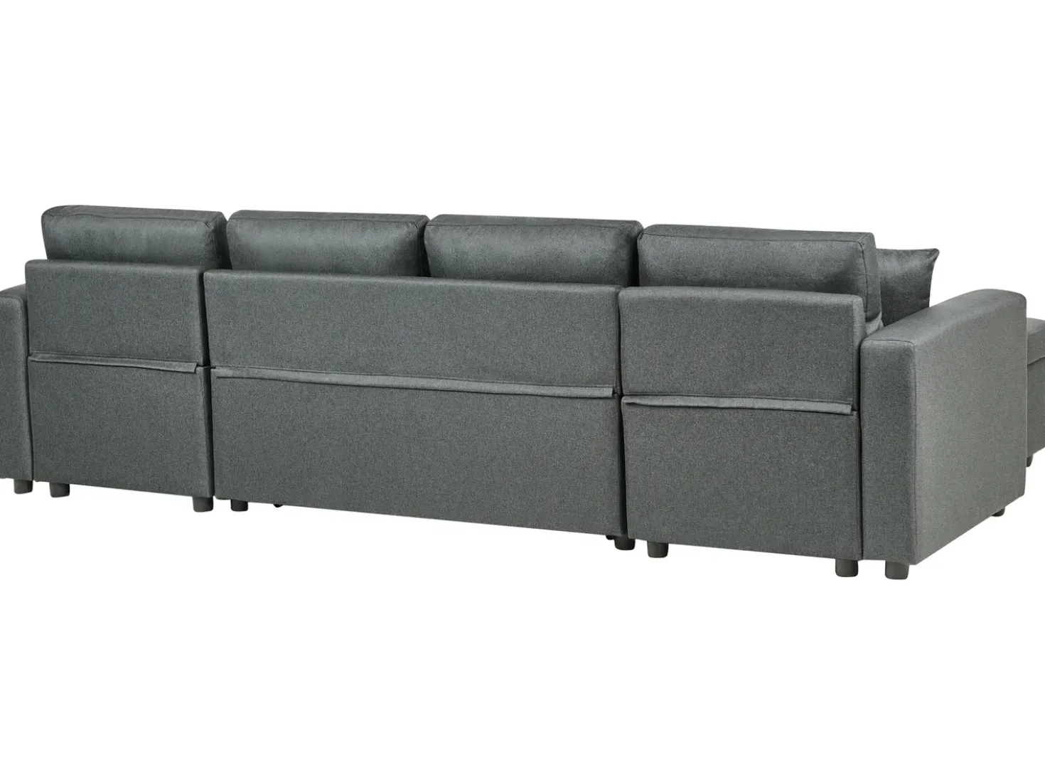 Divano letto a U 5 posti SOMMEN Tessuto Grigio scuro con contenitore