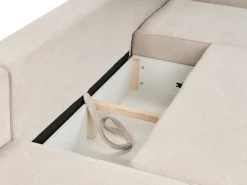 Divano letto a U 4 posti VATNE Tessuto Beige chiaro con contenitore