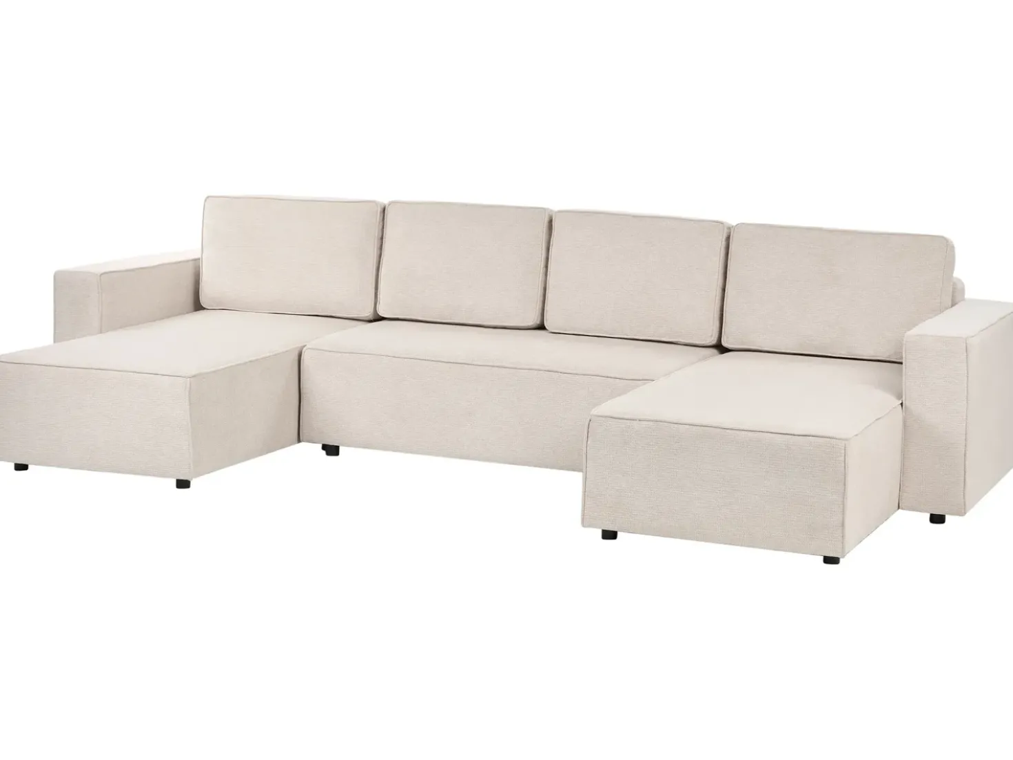 Divano letto a U 4 posti VATNE Tessuto Beige chiaro con contenitore