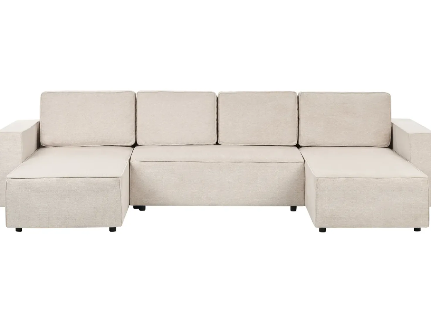 Divano letto a U 4 posti VATNE Tessuto Beige chiaro con contenitore
