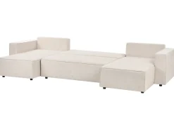 Divano letto a U 4 posti VATNE Tessuto Beige chiaro con contenitore