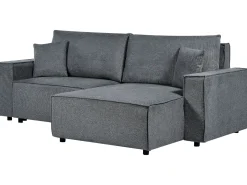 Divano letto angolare 3 posti KARILA Tessuto Grigio scuro con contenitore Lato Sinistro