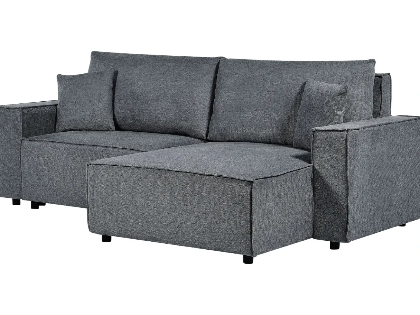 Divano letto angolare 3 posti KARILA Tessuto Grigio scuro con contenitore Lato Sinistro