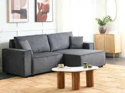 Divano letto angolare 3 posti KARILA Tessuto Grigio scuro con contenitore Lato Sinistro