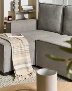Divano letto angolare 3 posti EDANE Tessuto Grigio con contenitore Lato destro