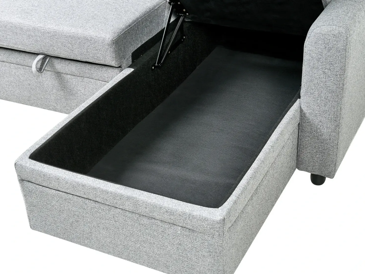 Divano letto angolare 3 posti NASSJO Lino sintetico Grigio Lato Sinistro