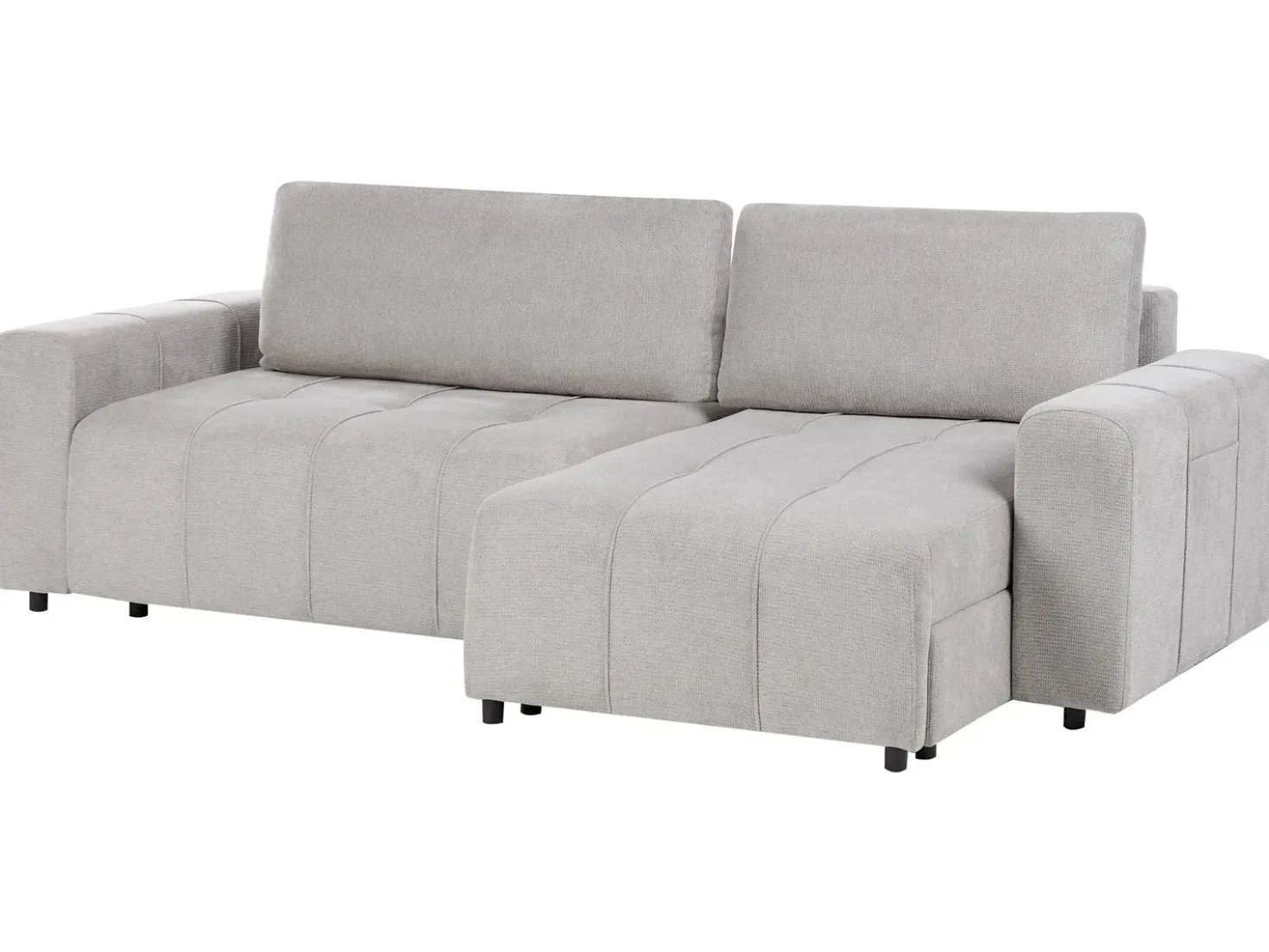 Divano letto angolare 3 posti INNVIK Tessuto Grigio chiaro con contenitore Lato Sinistro