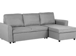 Divano letto angolare 3 posti NESNA Tessuto Grigio chiaro con contenitore Lato Sinistro