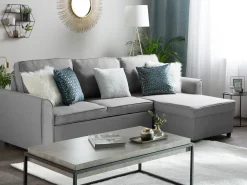 Divano letto angolare 3 posti NESNA Tessuto Grigio chiaro con contenitore Lato Sinistro