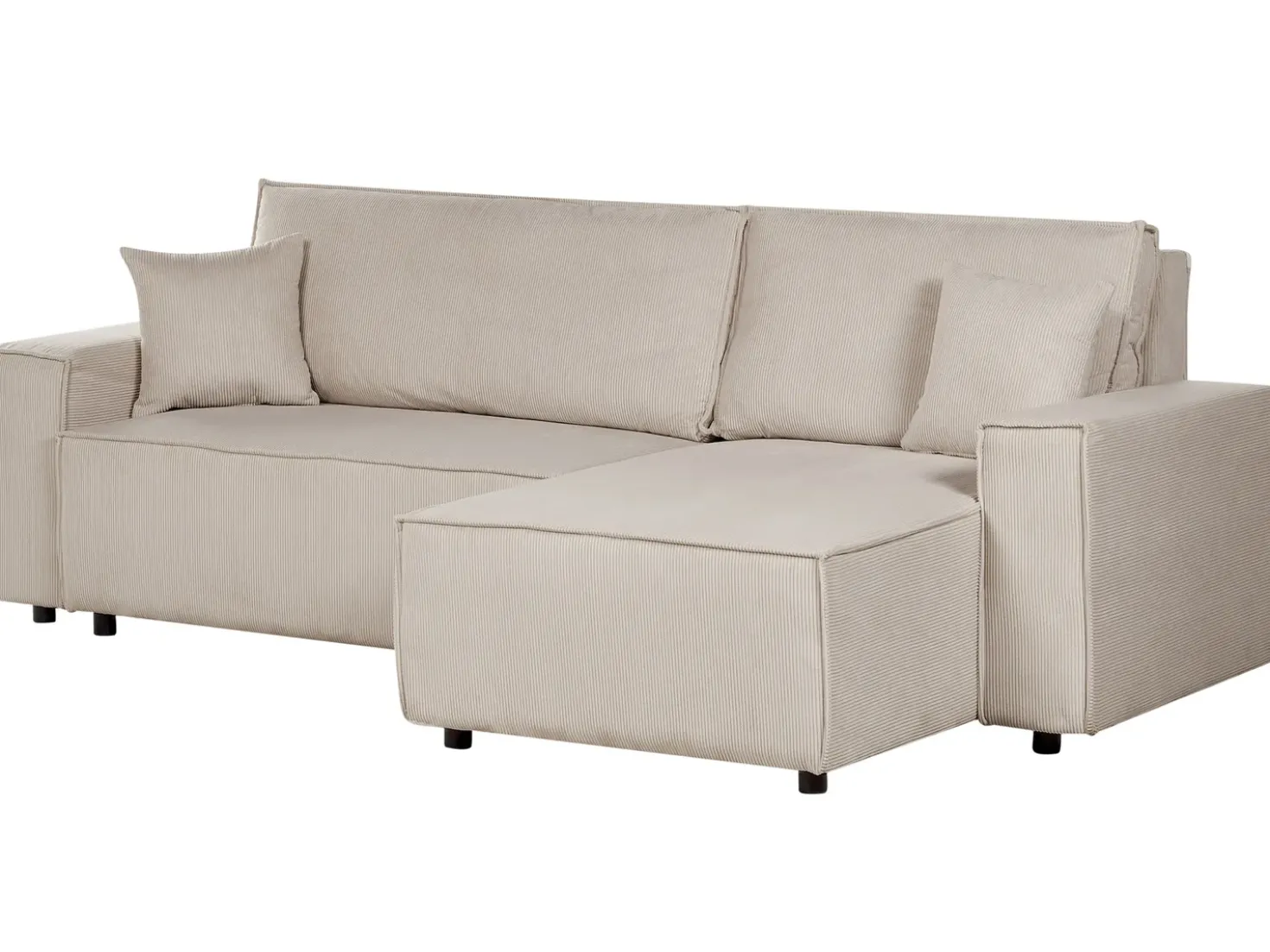 Divano letto angolare 3 posti ABACKA Velluto a coste Beige Lato Sinistro
