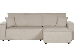 Divano letto angolare 3 posti ABACKA Velluto a coste Beige Lato Sinistro