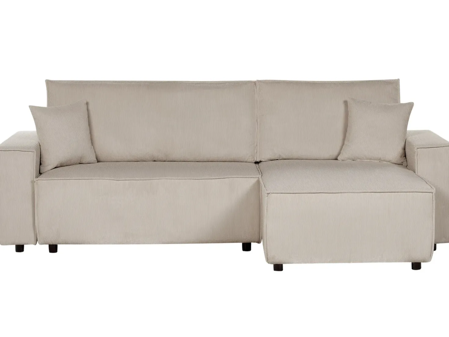 Divano letto angolare 3 posti ABACKA Velluto a coste Beige Lato Sinistro