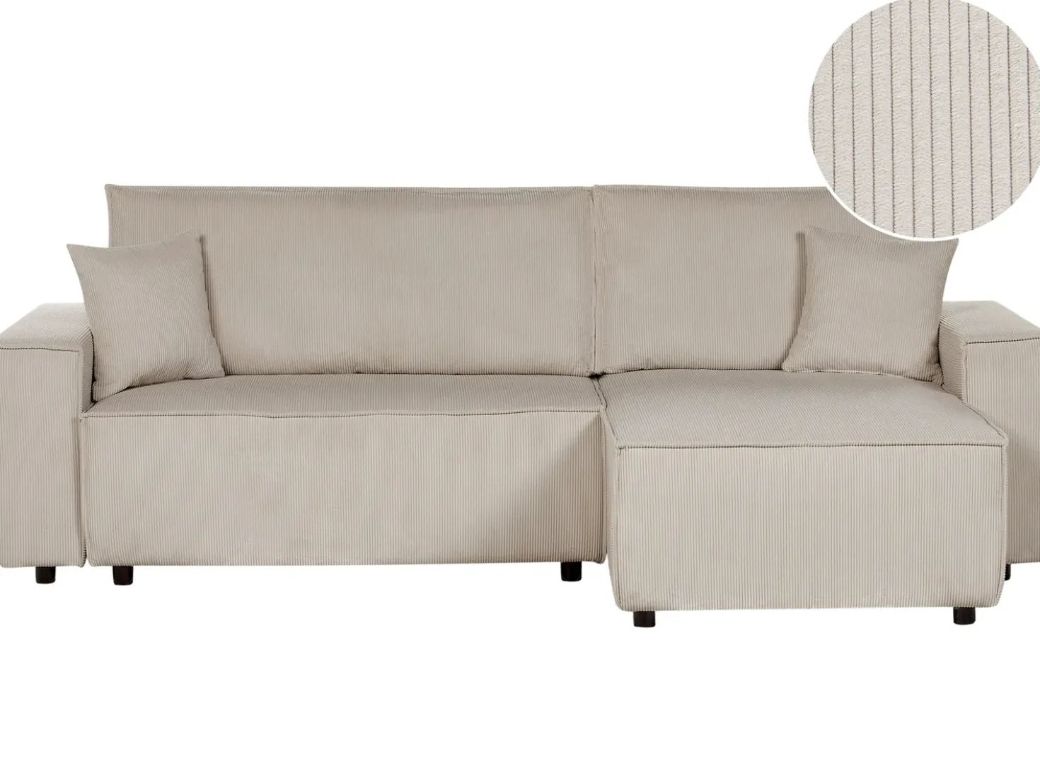 Divano letto angolare 3 posti ABACKA Velluto a coste Beige Lato Sinistro