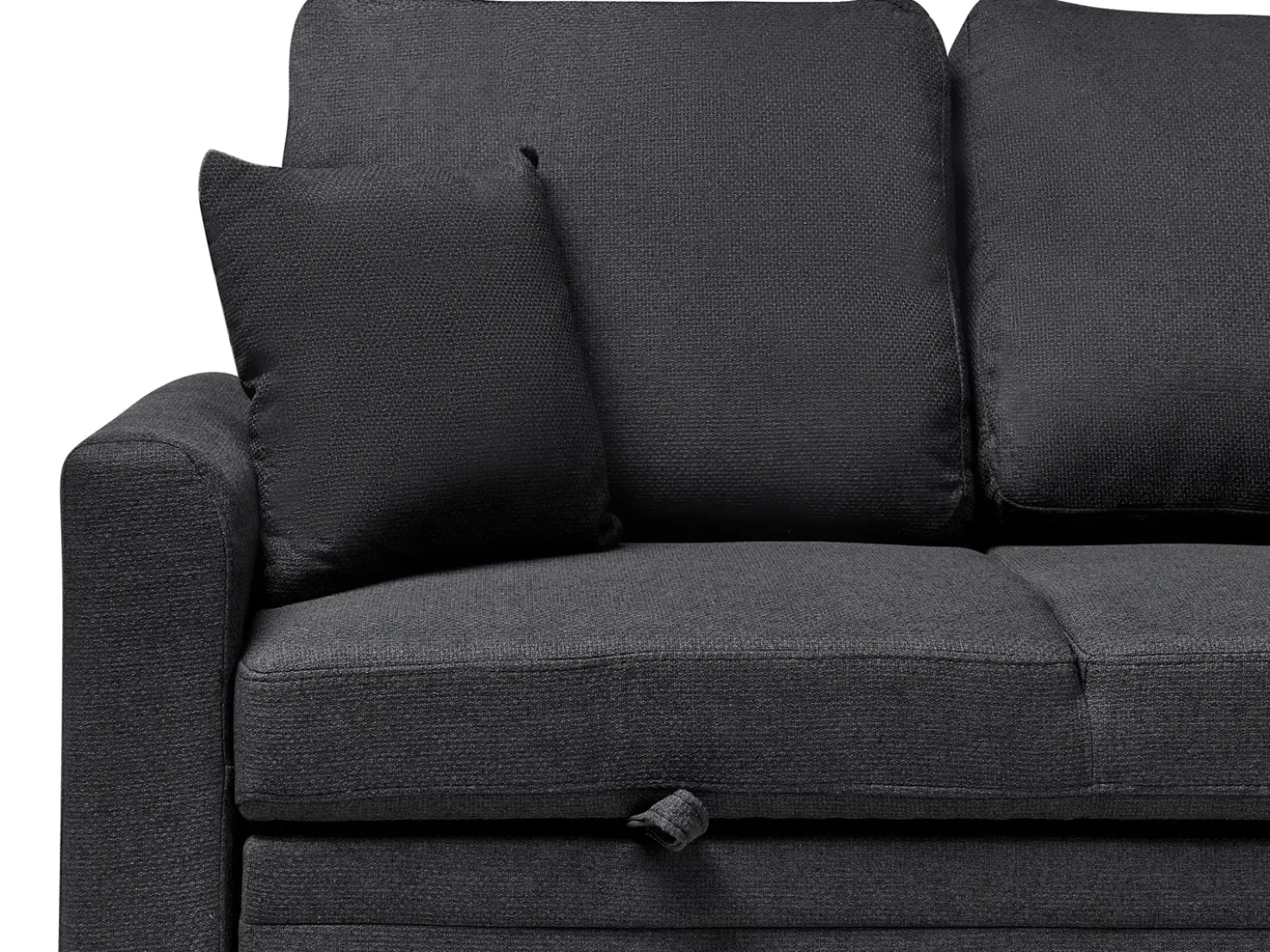Divano letto angolare 3 posti NASSJO Lino sintetico Nero Lato Sinistro