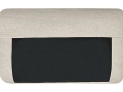 Divano letto angolare 3 posti HRISEY Lino sintetico Beige con contenitore Lato destro