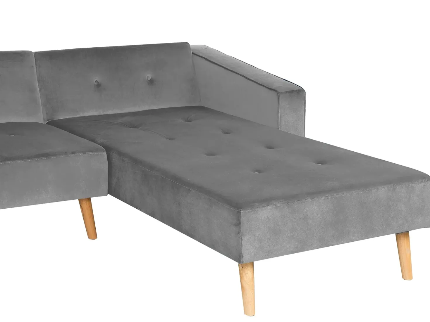 Divano letto angolare 4 posti VADSO Velluto Grigio Lato Sinistro