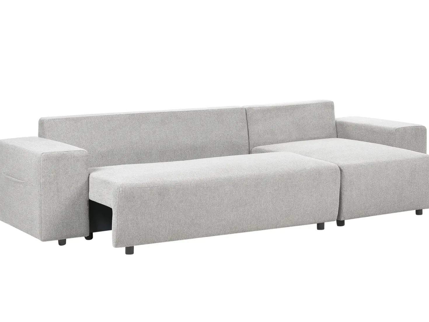 Divano letto angolare 3 posti LUSPA Tessuto Grigio chiaro con contenitore Lato Sinistro