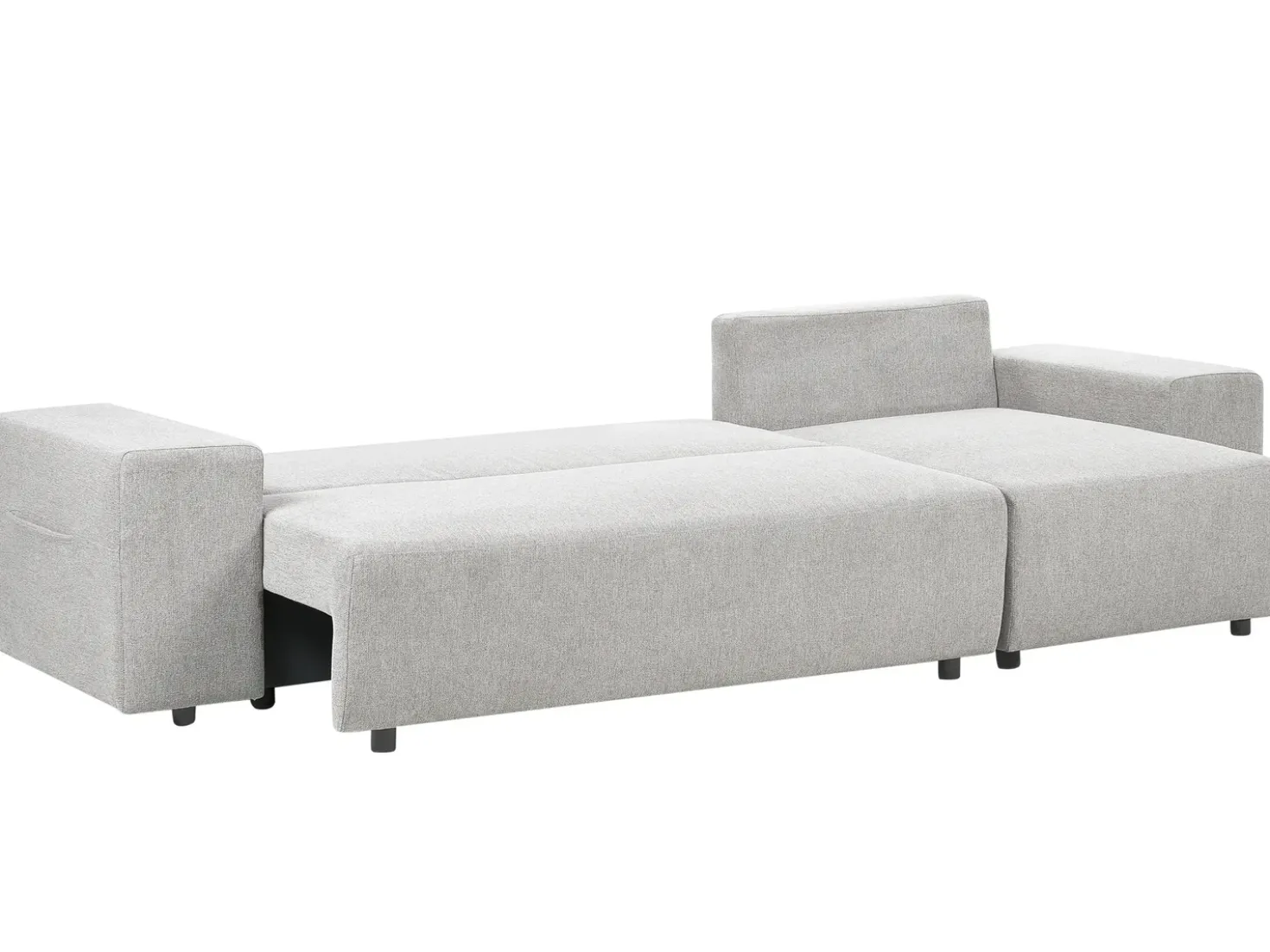 Divano letto angolare 3 posti LUSPA Tessuto Grigio chiaro con contenitore Lato Sinistro