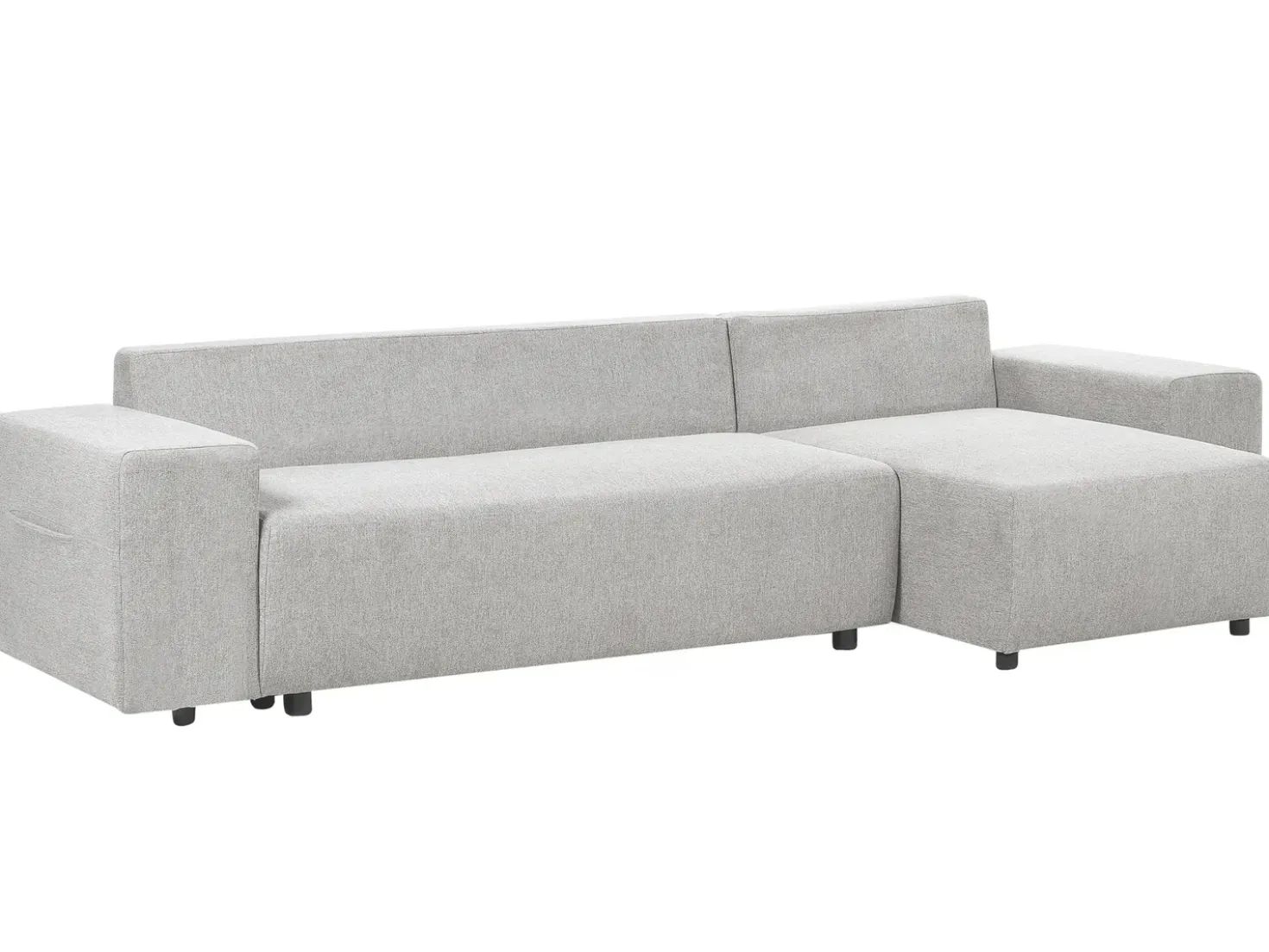 Divano letto angolare 3 posti LUSPA Tessuto Grigio chiaro con contenitore Lato Sinistro
