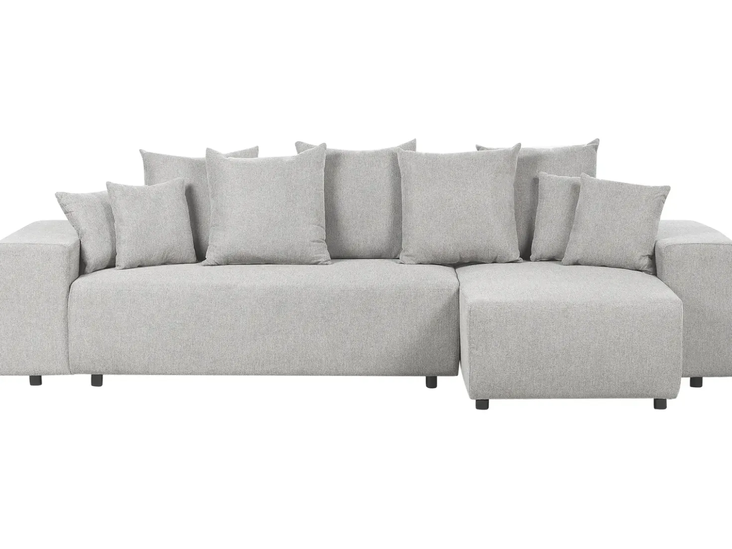 Divano letto angolare 3 posti LUSPA Tessuto Grigio chiaro con contenitore Lato Sinistro