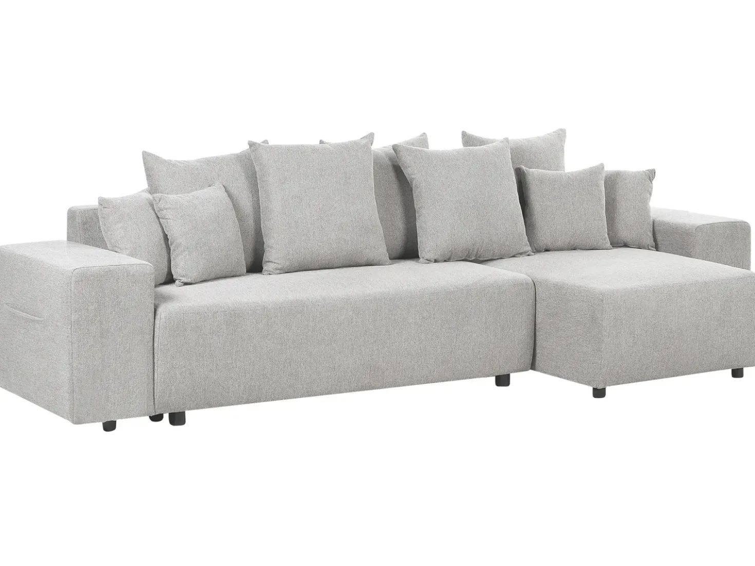 Divano letto angolare 3 posti LUSPA Tessuto Grigio chiaro con contenitore Lato Sinistro