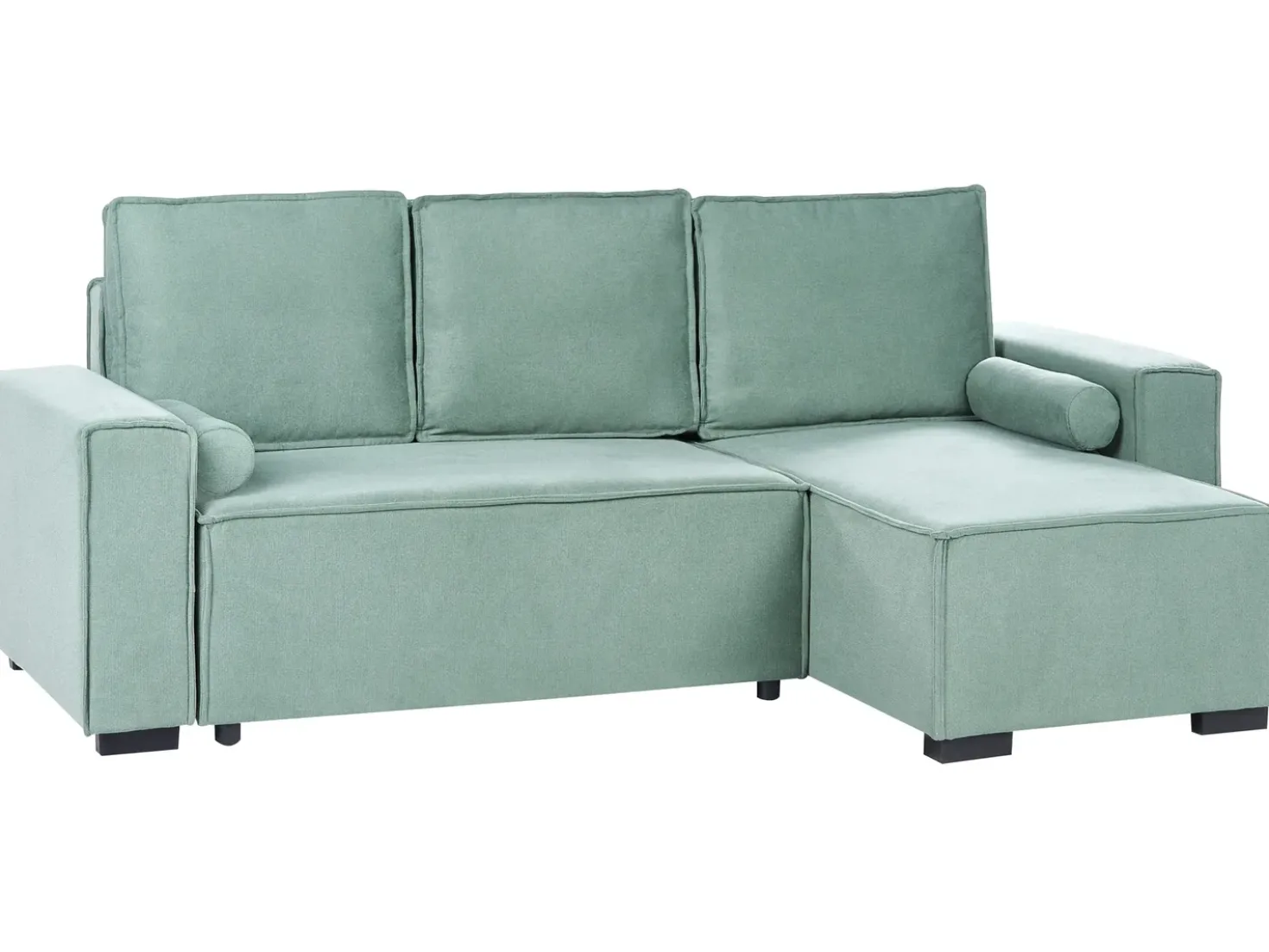 Divano letto angolare 3 posti EDANE Tessuto Verde chiaro con contenitore Lato Sinistro