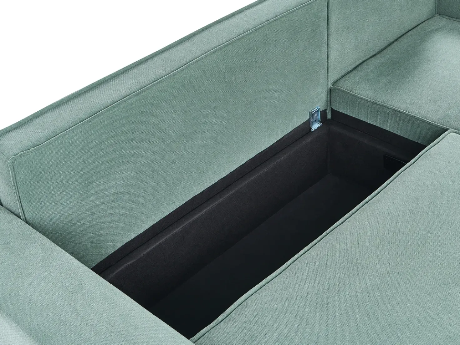 Divano letto angolare 3 posti EDANE Tessuto Verde chiaro con contenitore Lato Sinistro