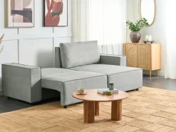 Divano letto angolare 3 posti KARILA Tessuto Grigio con contenitore Lato Sinistro